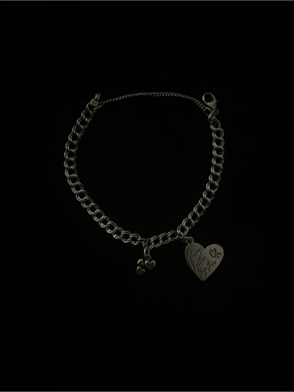 Heart Charm Silver-Tone Chain Bracelet